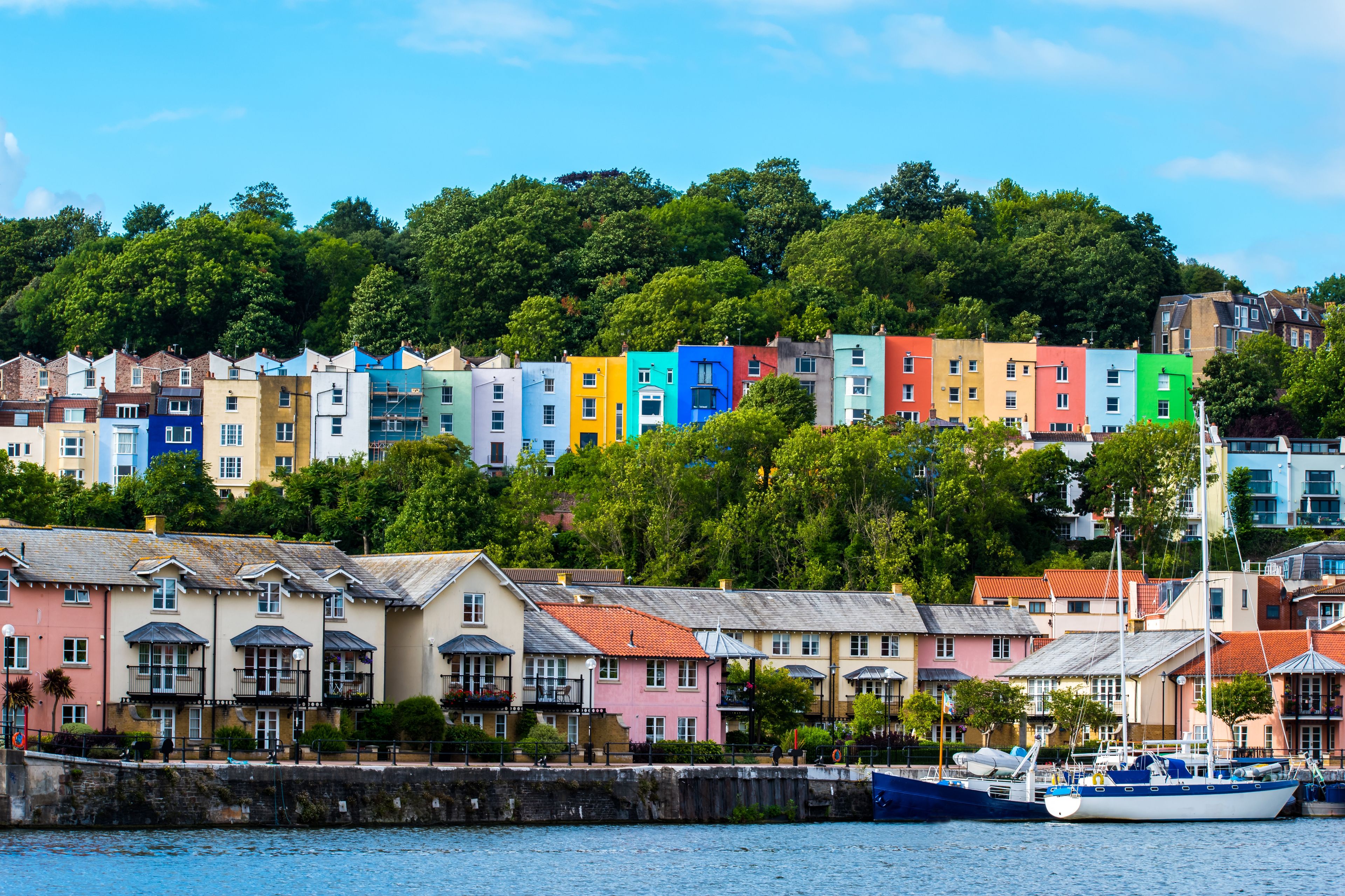 Bright coloured houses at Bristol Harbour